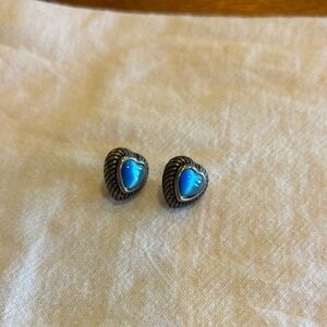 Heart-Shaped Blue Silver Earrings